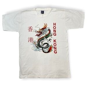 Hong Kong Dragon graphic white short sleeve t-shirt Chinese New Year Large‌‌